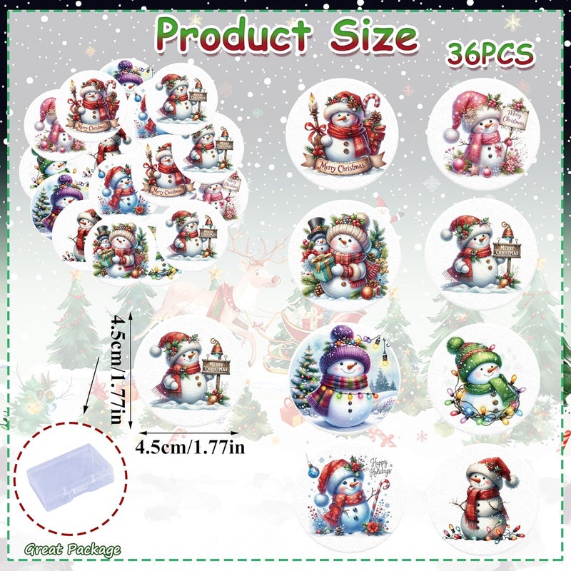 Fyeoxle 36PCS Edible Snowman Cupcake Toppers Wafer Paper Winter Snowman Cupcake Picks for Holiday Theme Christmas Party Baby Shower Birthday Supplies - Image 2
